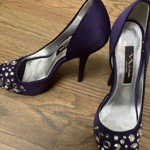 Nina Women's Dark Purple Gemstone Heels